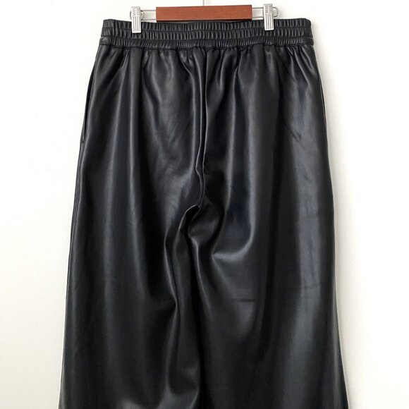 Soft Surroundings Rivka Faux Leather Black Pants Wide Leg - Picture 8 of 12